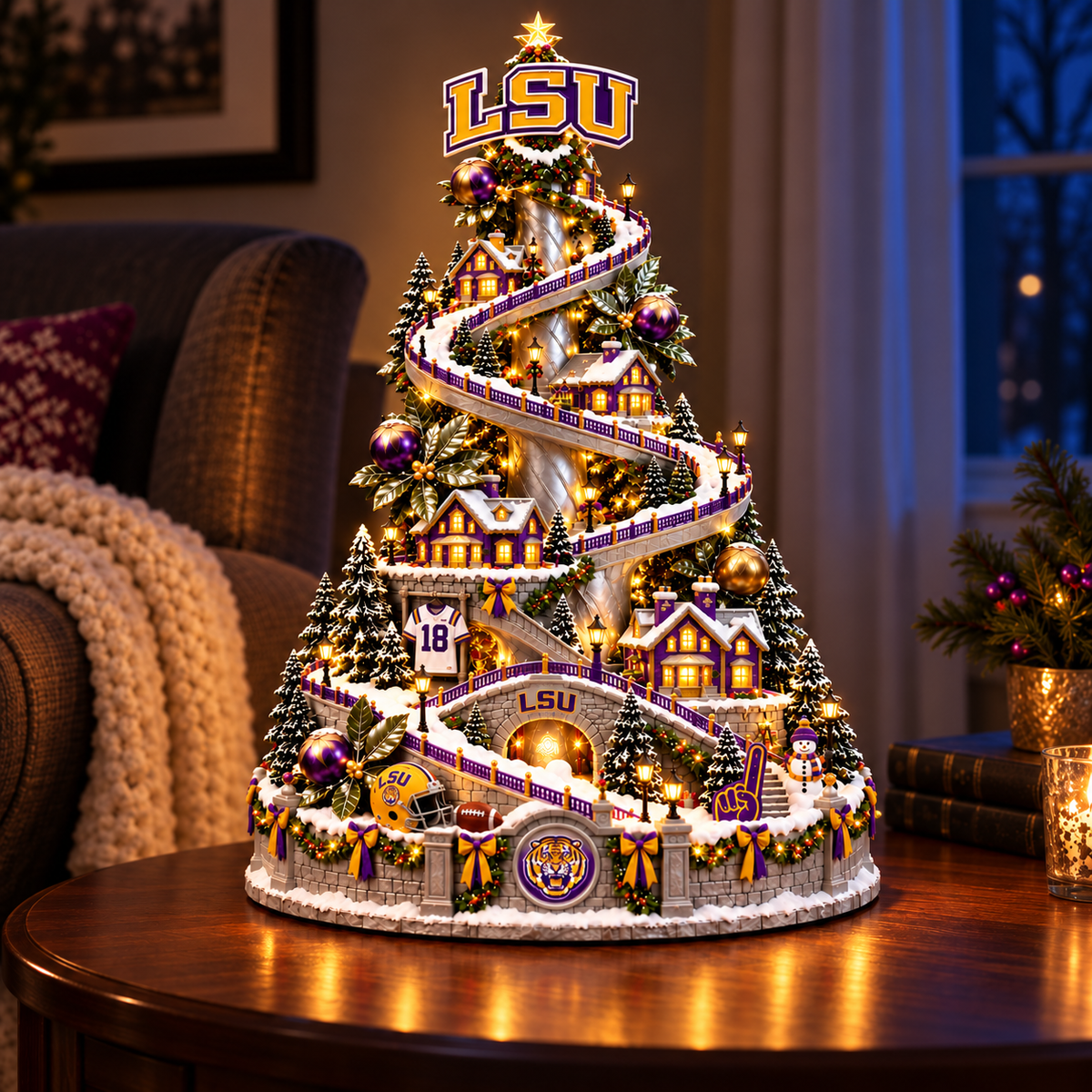 LSU Christmas Village Tree DNBN