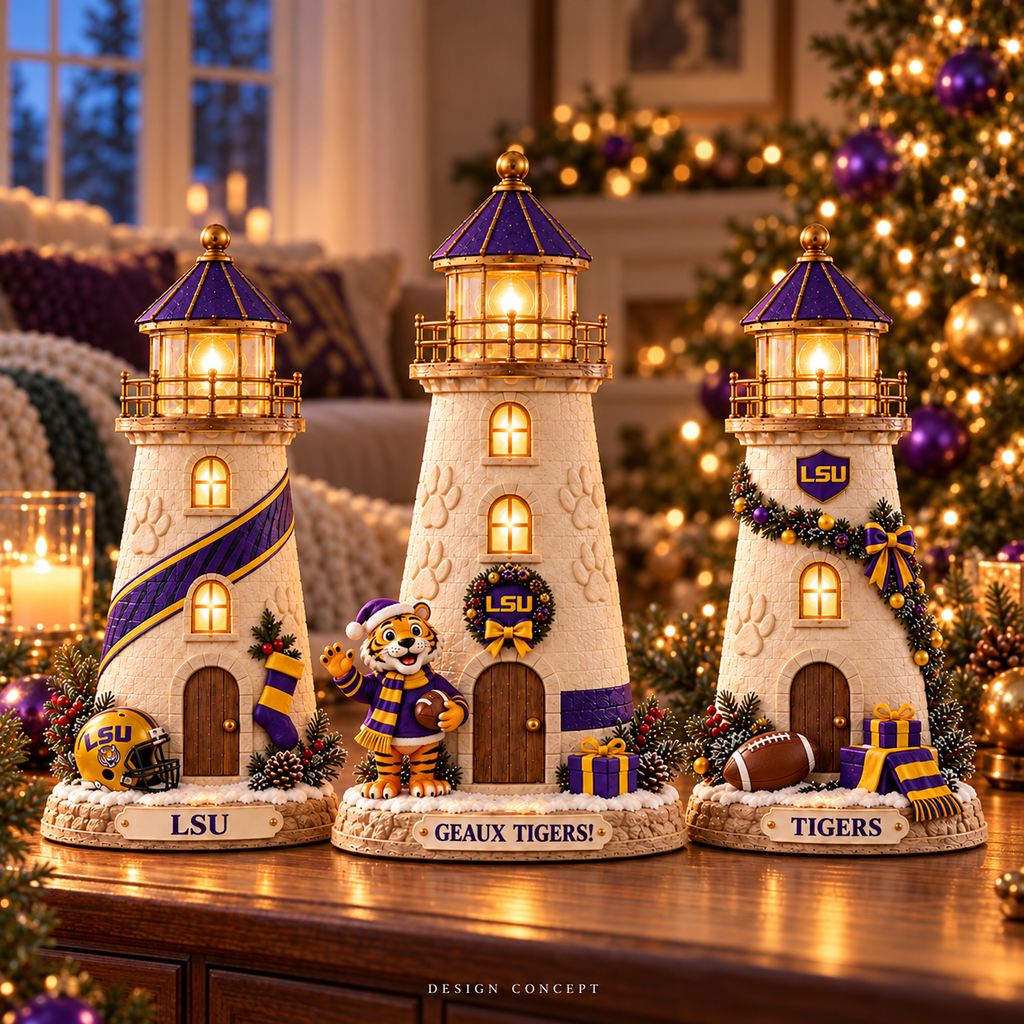LSU Premium Holiday Lighthouse Trio TMH