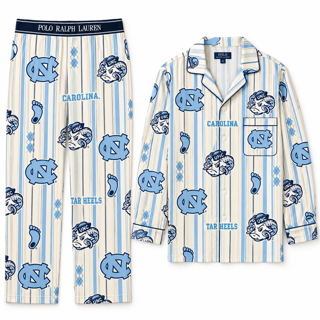Premium UNC Women's Printed Button-Up Pajama Set HTTT