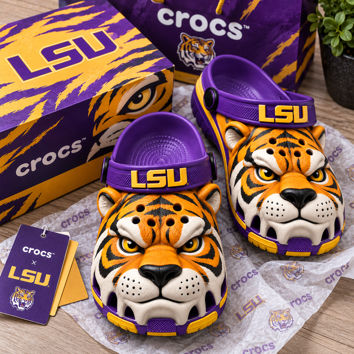 LSU 3D Sculpted Clogs HTTT