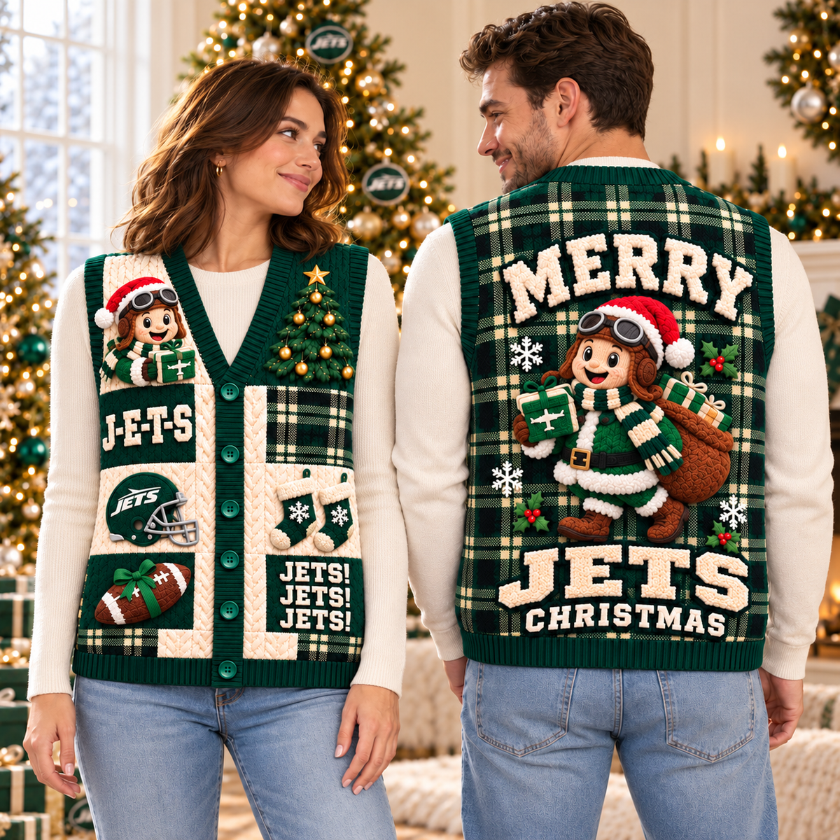 NYJ Premium Christmas Cardigan Vest TMH