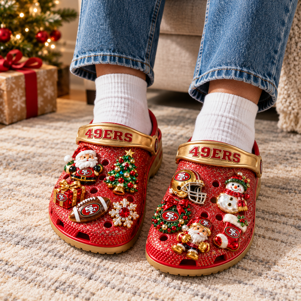 SF49 Premium Christmas Glitter Charm Clogs NTTB
